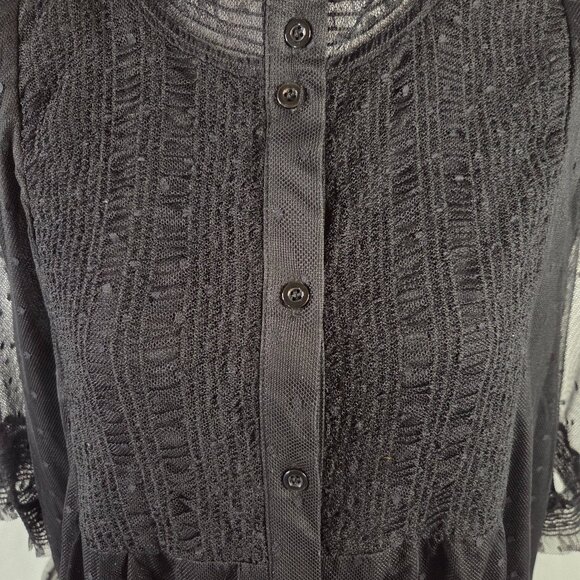 Suzanne Betro Black Lace Short Sleeve Top - Picture 2 of 8